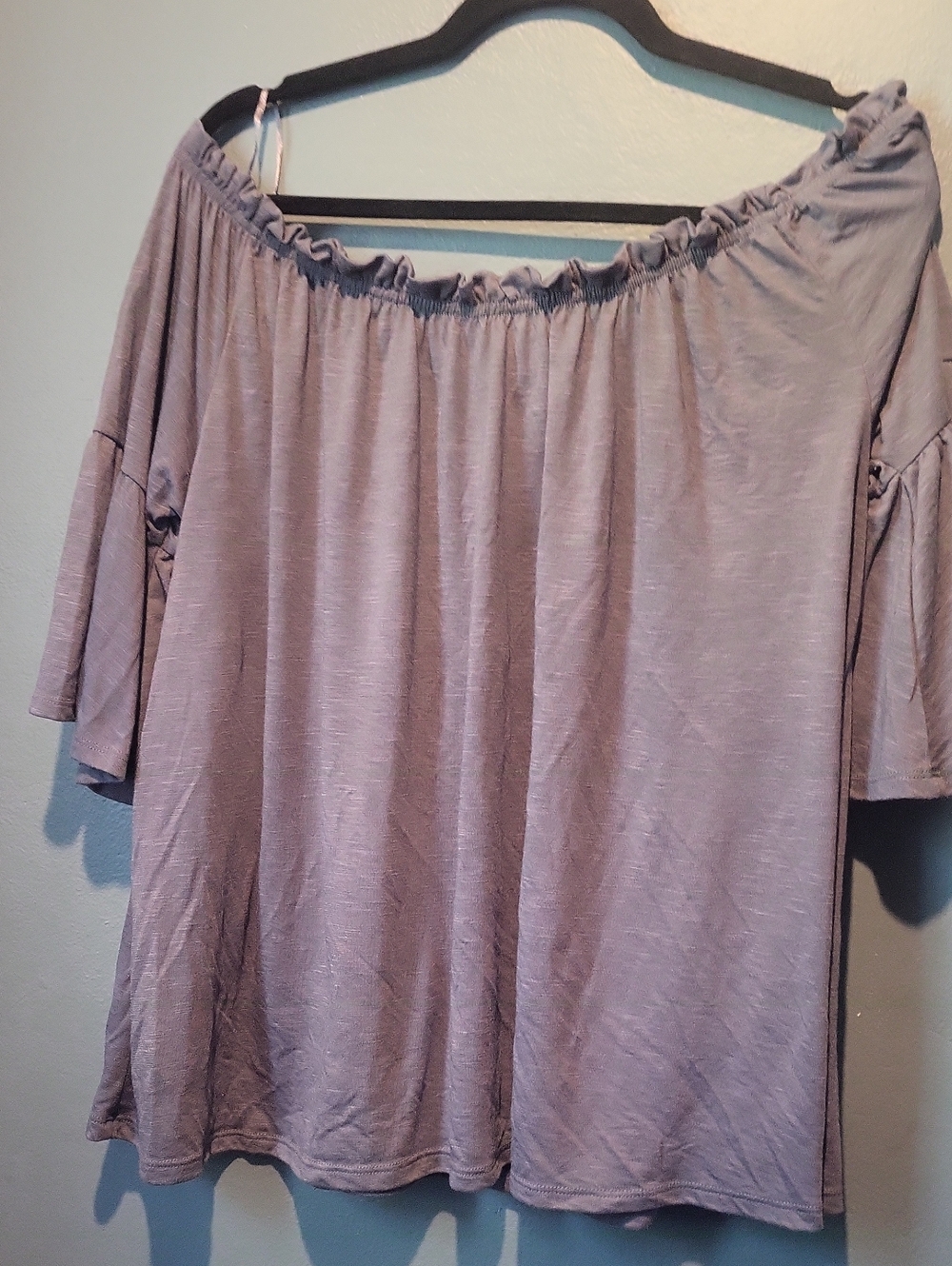 Lane Bryant Lavender Off-Shoulder Flutter Sleeve Tunic